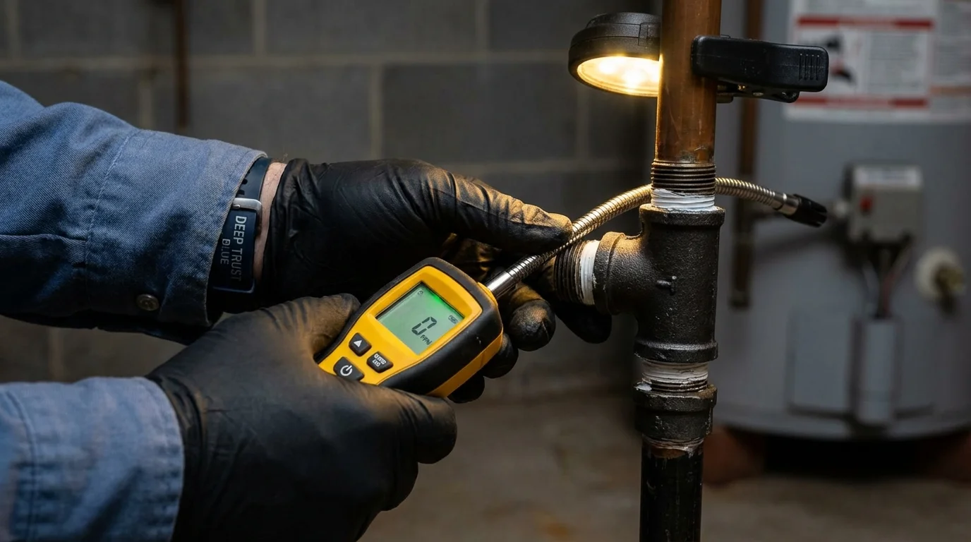 Gas leak detection with electronic sniffer by Johns Plumbing LLC in Vergennes