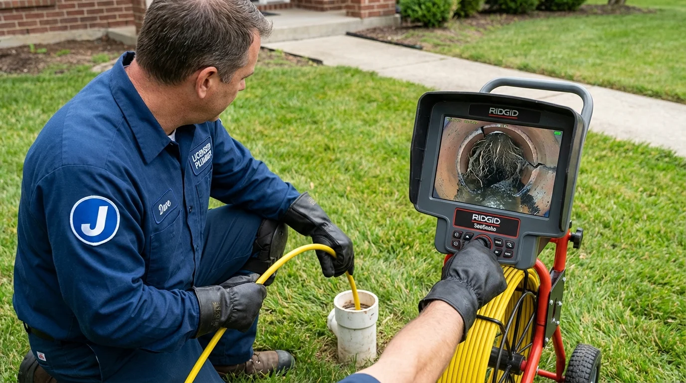 Sewer camera inspection being performed by Johns Plumbing LLC in Vergennes